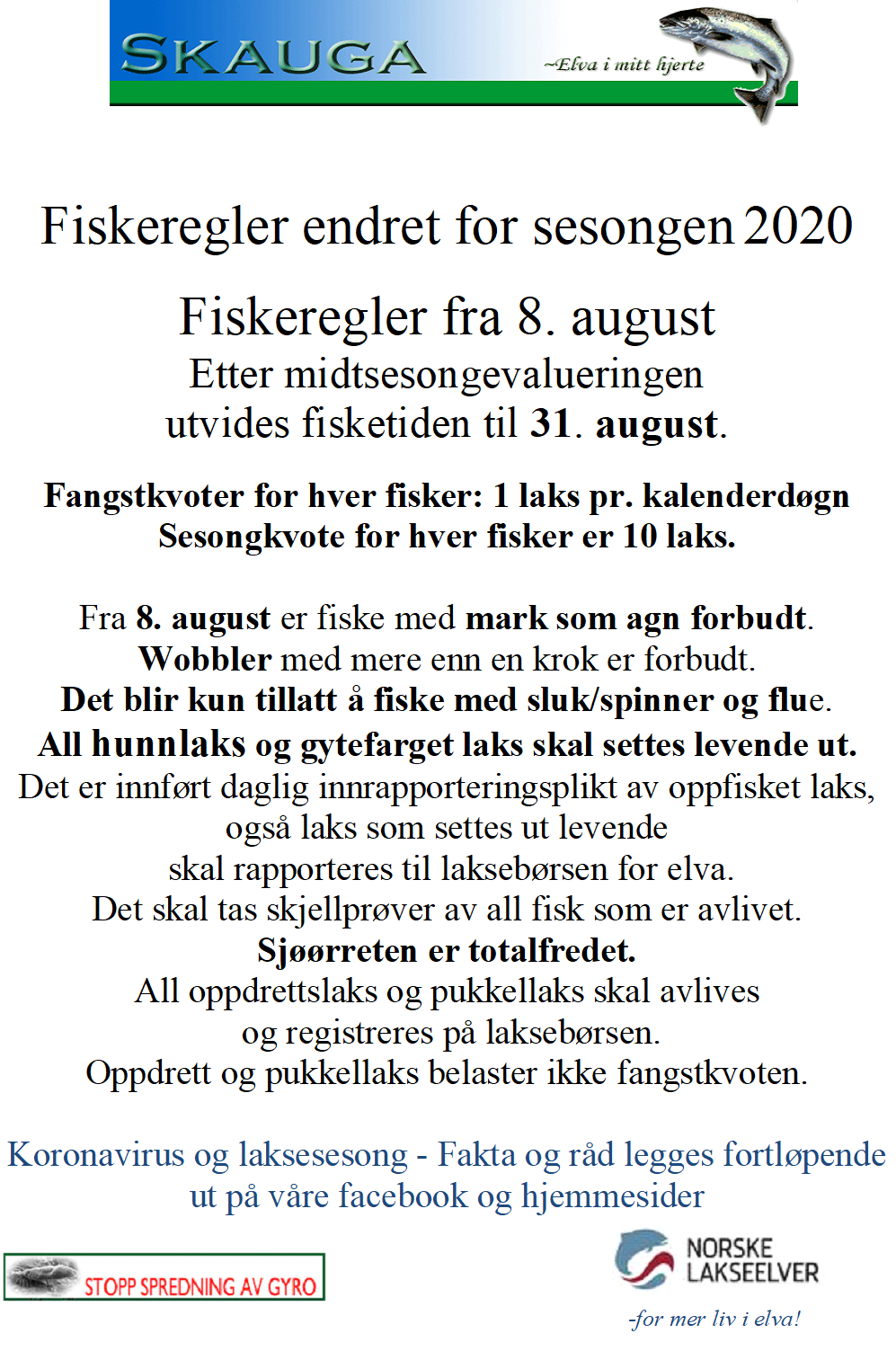 Fiskeregler fra 8. august
