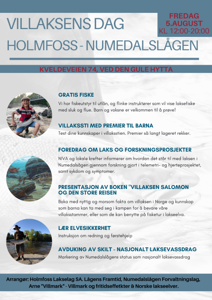 Annonse og program for Villaksens dag 2022 i Numedalslågen. 