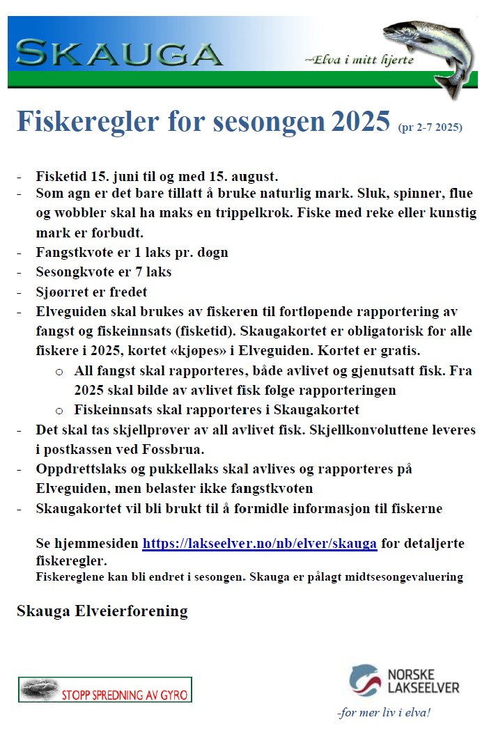 Fiskeregler pr 2-7 2025