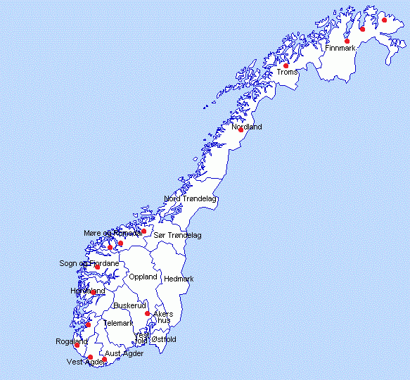 Kart som viser plassering av alle Camp Villaks 2017