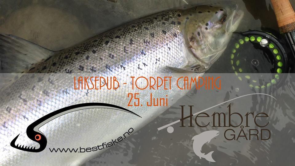 Best Fiske og Hembre Gård arrangerer Laksepub med kastekonkurranse på Torpet Camping.