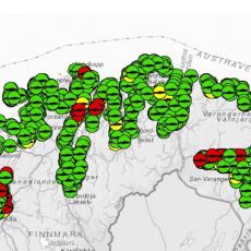 Kart over sjølakseplasser i Finnmark  