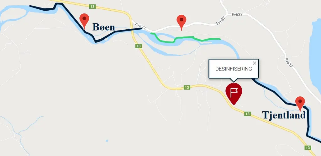 Desinfiseringstasjon på Tjentland 