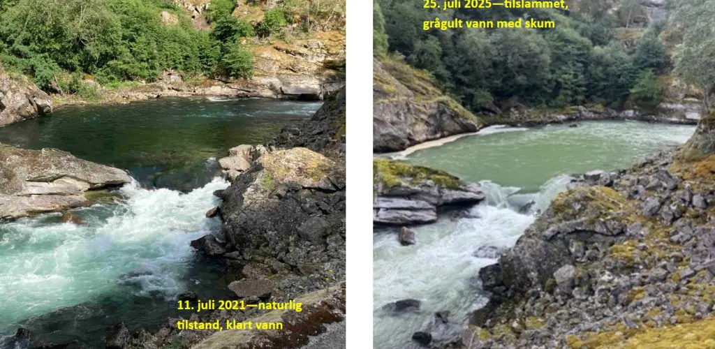 Lærdalselva med og uten slam